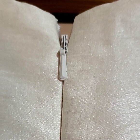 Alfred Sung Ivory Sleeveless Midi Dress With V-Neck & Back Zipper Closure Sz. 12 - Picture 5 of 7